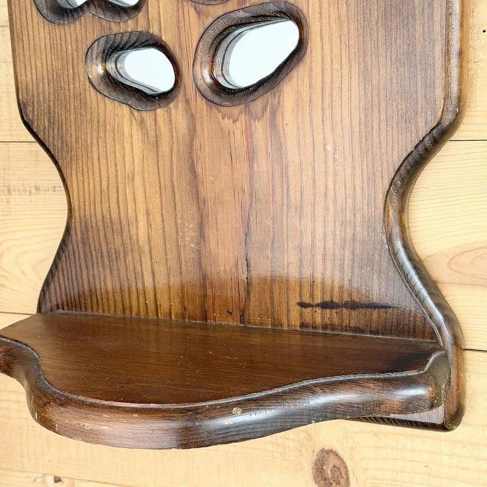 Mirror Mid Century Modern‎ With Shelf and Bird Carving Arch 70's Retro Wall Art